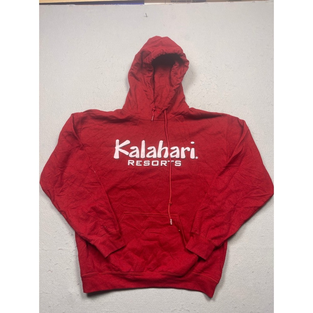 Kalahari Resorts Graphic Hoodie Mens Large Red‎ Cotton Blend Souvenir Good